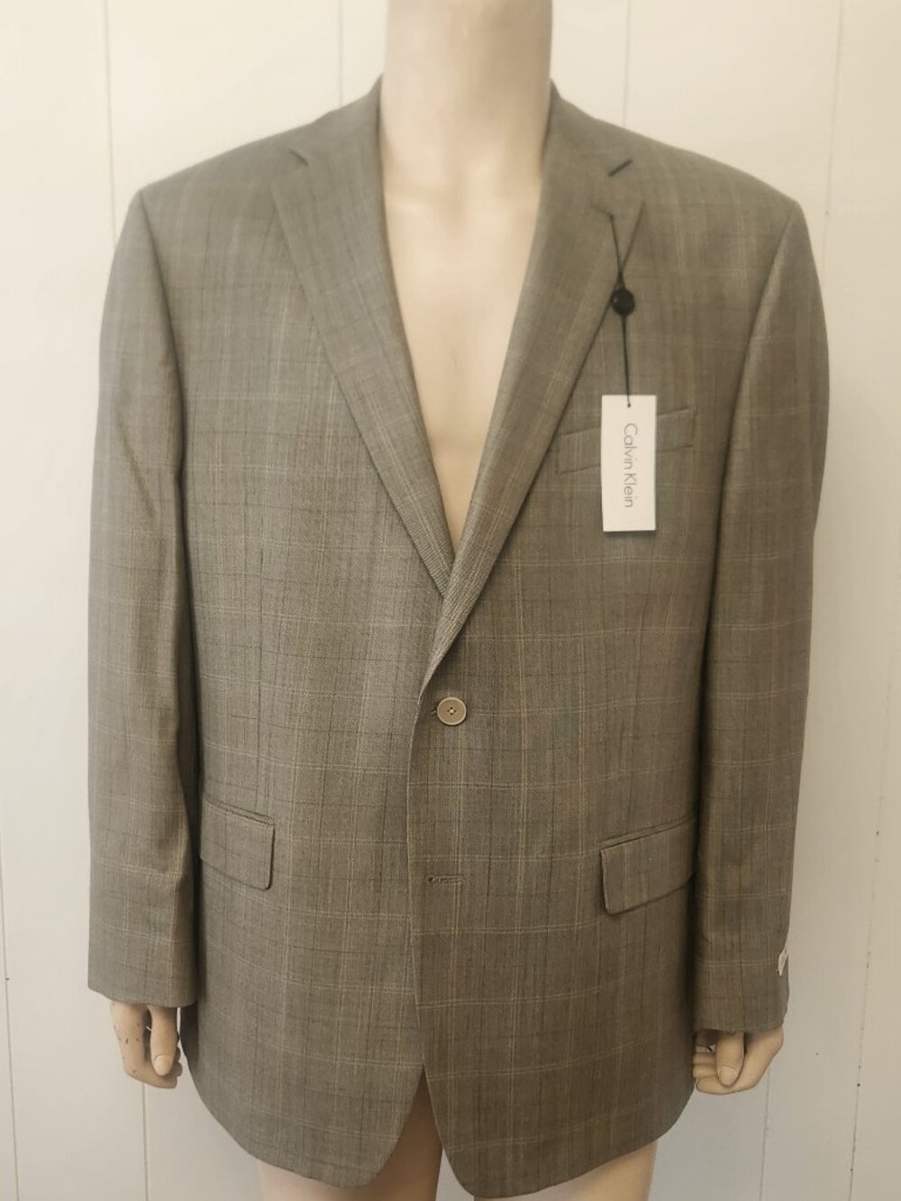silk wool sport coat 46R taupe Calvin Klein NWT